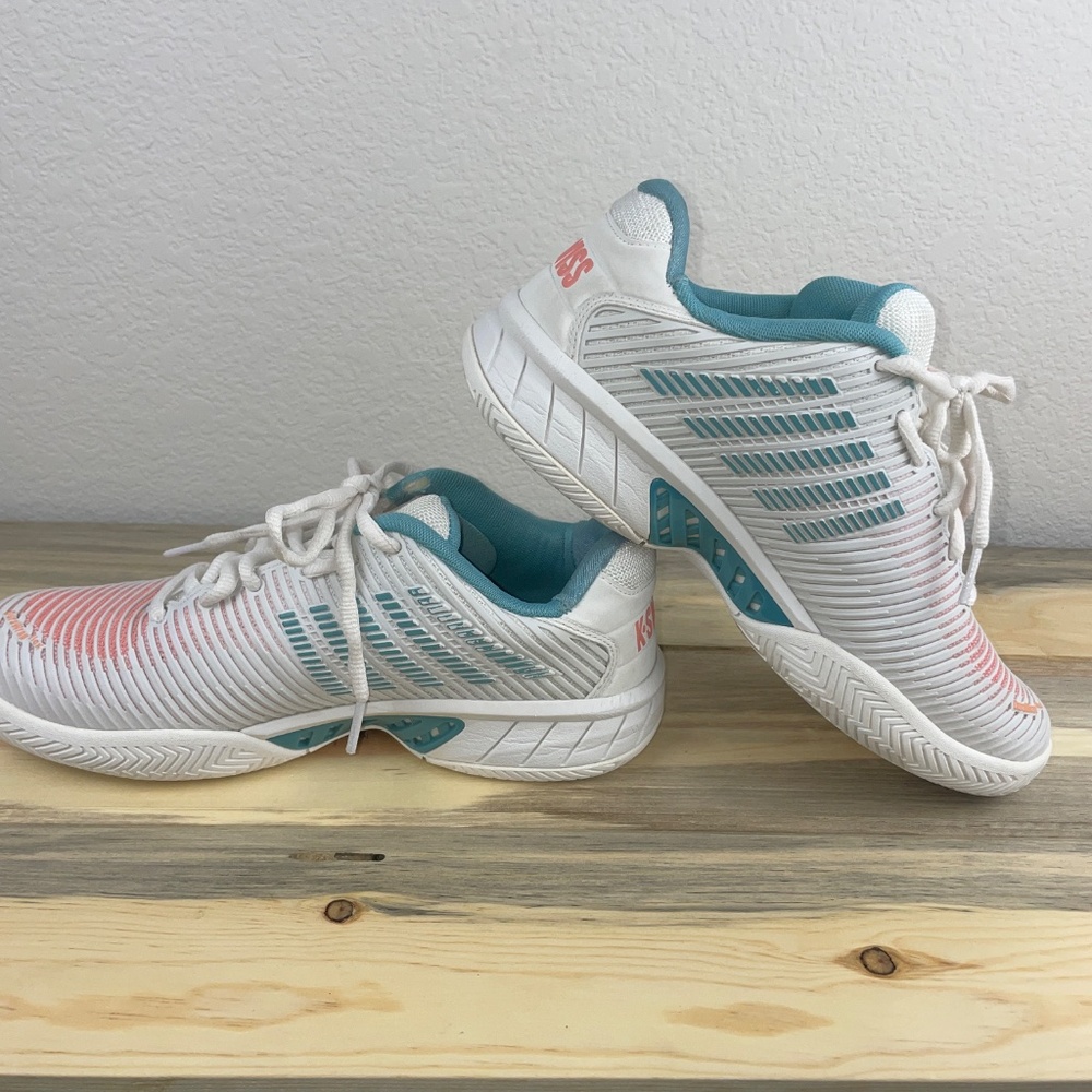K-Swiss Pickleball Shoes Hypercourt Women's Size 9 White Peach Teal - Picture 10 of 14
